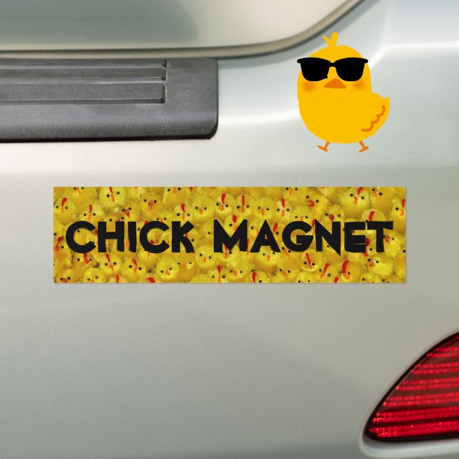 Autocollant De Voiture Drôle MAGNET POULET Joke Jaune Chicks (A funny bumper sticker for the chick magnet in your life!)