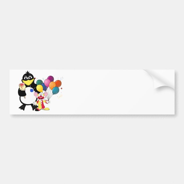 Autocollant De Voiture Drôle pingouin et dessin animé clown (Devant)