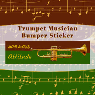 Autocollant De Voiture Drôle Trumpet Musicien Mauvaise attitude en laiton