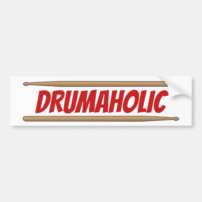Autocollant De Voiture Drumaholic Drummer Fun Percussionist Musician (Devant)