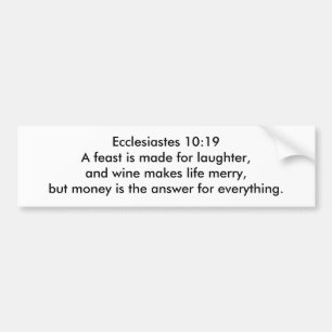 Autocollant De Voiture Ecclesiastes 10:19 BULLETIN DE BULLETIN