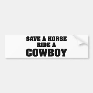 Autocollant De Voiture Économisez Une Promenade À Cheval Sur Un Cowboy