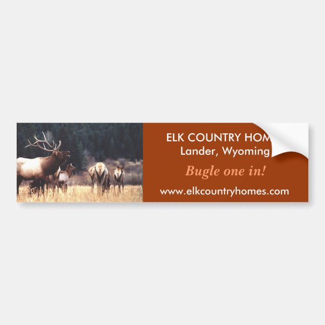 Autocollant De Voiture Élans, www.elkcountryhomes.com, ÉLAN… - customisé (Devant)