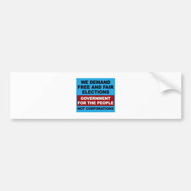 Autocollant De Voiture Élections libres et équitables (Devant)