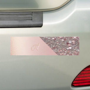 Autocollant De Voiture Élégant Monogramme Or Rose