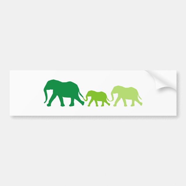 Autocollant De Voiture Eléphant en vert (Devant)
