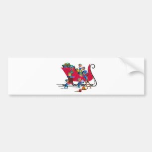 Autocollant De Voiture ELFES REMPLISSANT SLEIGH de PÈRE NOËL par SHARON