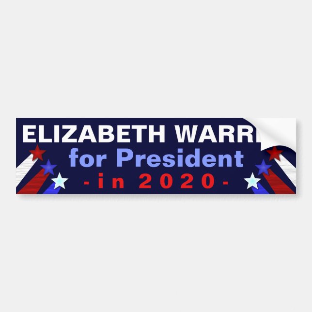 Autocollant De Voiture Elizabeth Warren Présidente démocrate des élection (Devant)