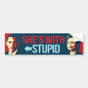 Autocollant De Voiture Elle est avec Obama - Anti-Obama stupides