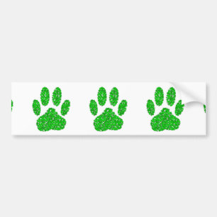 Autocollant De Voiture Empreinte de patte de chien de feuillage vert