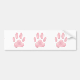 Autocollant De Voiture Empreinte de patte Tartan Rose Et Blanc