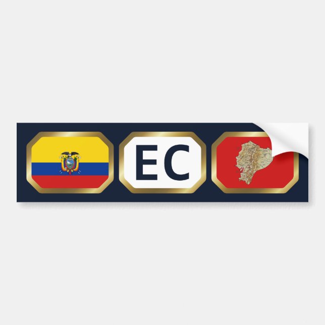 Autocollant De Voiture Equateur Code de la carte du drapeau (Devant)