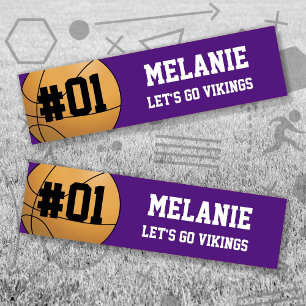 Autocollant De Voiture Équipe de basket-ball blanc violet