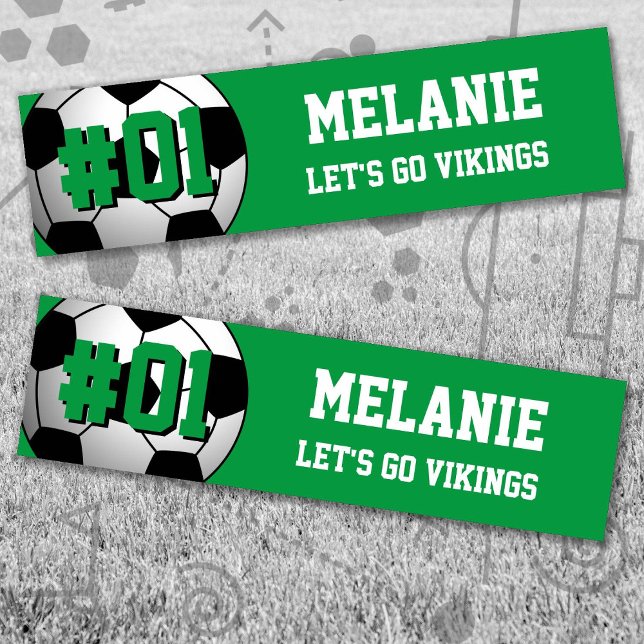 Autocollant De Voiture Équipe de football blanc vert (Green and White Soccer Let's Go Team Bumper Sticker. Celebrate your high school or college athlete.)