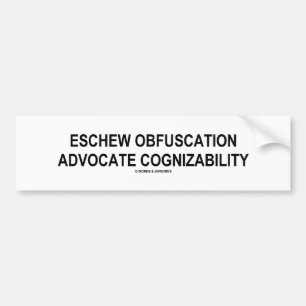 Autocollant De Voiture Eschew Obfuscation Advocate Cognizability Oxymoron