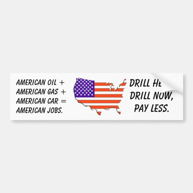 Autocollant De Voiture Etats-Unis-carte-drapeau, huile américaine +Gaz (Devant)
