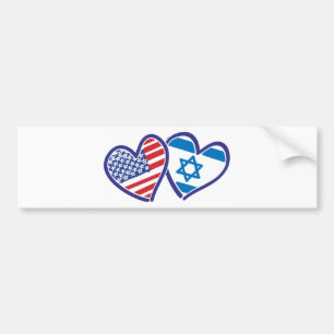 Autocollant De Voiture États-Unis Israël Coeur drapeaux