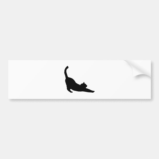 Autocollant De Voiture Étirage de la silhouette de chat noir (Devant)