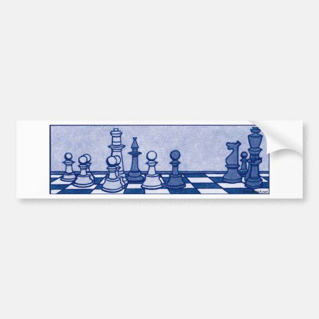 Autocollant De Voiture Étude d'échecs dans le bleu (Devant)