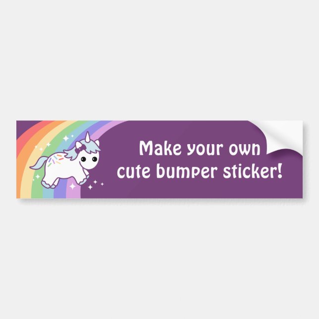 Autocollant De Voiture Faites votre propre licorne mignonne (Devant)