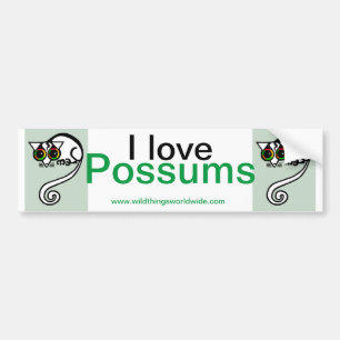 Autocollant De Voiture Faune - J'aime POSSUMS - Amoureux des animaux -