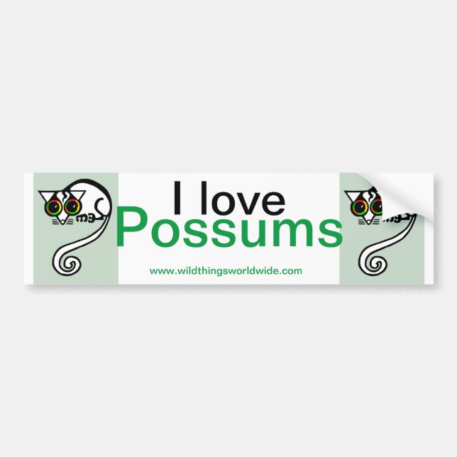 Autocollant De Voiture Faune - J'aime POSSUMS - Amoureux des animaux - (Devant)