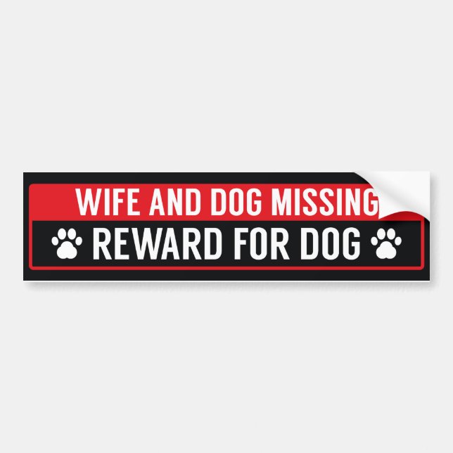Autocollant De Voiture Femme Et Chien Manquant De Récompense Pour Chien (Devant)