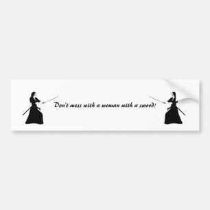 Autocollant De Voiture Femme Samurai guerrière avec épée