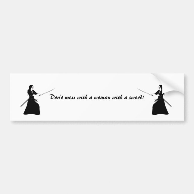 Autocollant De Voiture Femme Samurai guerrière avec épée (Devant)