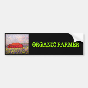 Autocollant De Voiture fermier biologique avec grange rouge