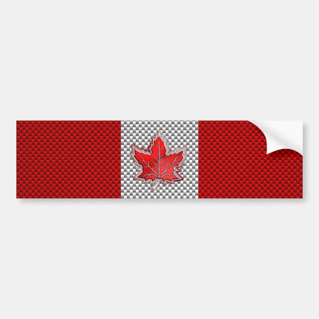 Autocollant De Voiture Feuille d'érable rouge canadienne en fibre de carb (Devant)