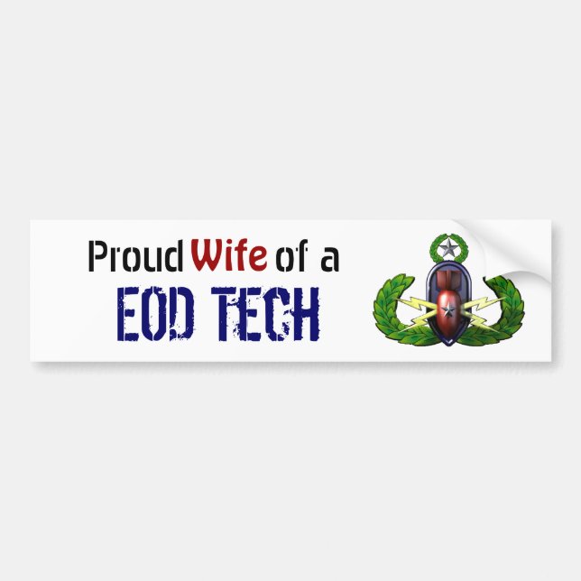 Autocollant De Voiture Fier, technologie d'EOD, épouse d'EOD (Devant)