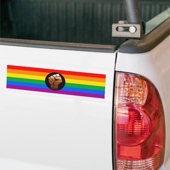 Autocollant De Voiture FIERTÉ LGBTQ (POC Fist Pride) (Sur camion)