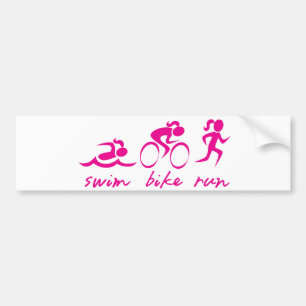 Autocollant De Voiture Fille courue par vélo de bain tri
