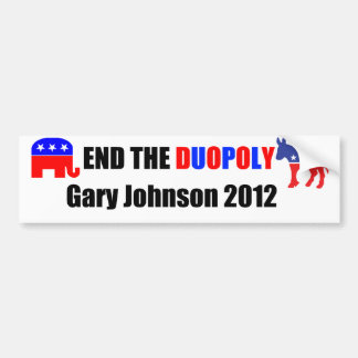 Autocollant De Voiture Finissez le duopole - Gary Johnson 2012