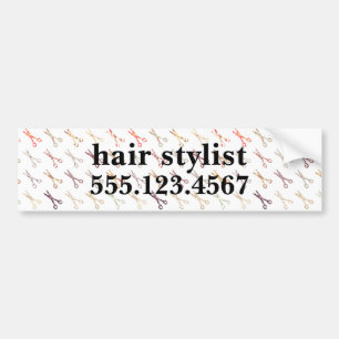 Autocollant De Voiture Fleur colorée de coiffeur de ciseaux girly florau