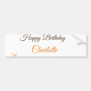Autocollant De Voiture Fleur orange brune heureux anniversaire ajouter no