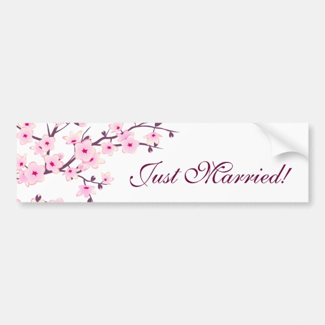 Autocollant De Voiture Fleurs florales de cerisiers Pink White Newlywets (Devant)