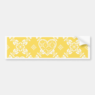 Autocollant De Voiture Fleurs jaunes et blanches et coeurs
