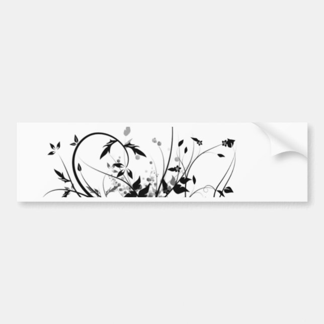 Autocollant De Voiture Fleurs Noires Et Blanches (Devant)