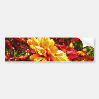 Autocollant De Voiture Fleurs sauvages jaune et rose vif