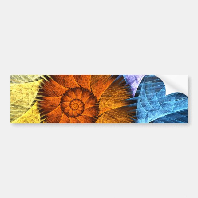 Autocollant De Voiture Floral Orange Bleu Jaune Art Abstrait (Devant)