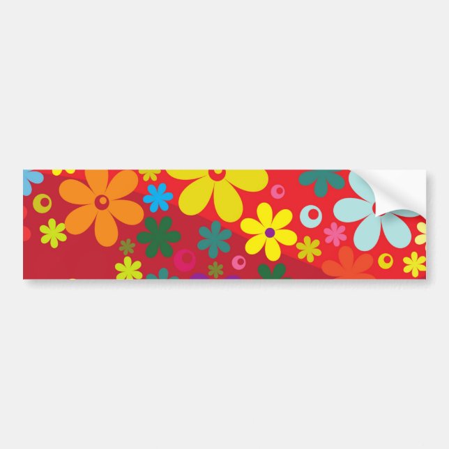 Autocollant De Voiture Flower power en rouge (Devant)