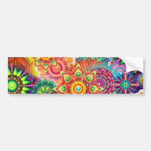 Autocollant De Voiture Funky Retro Motif Abstrait Boho