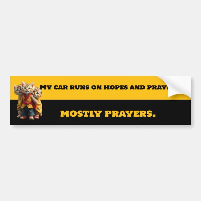 Autocollant De Voiture Funny Mostly Prayers Bumper Sticker - Monk Cat Car (Devant)