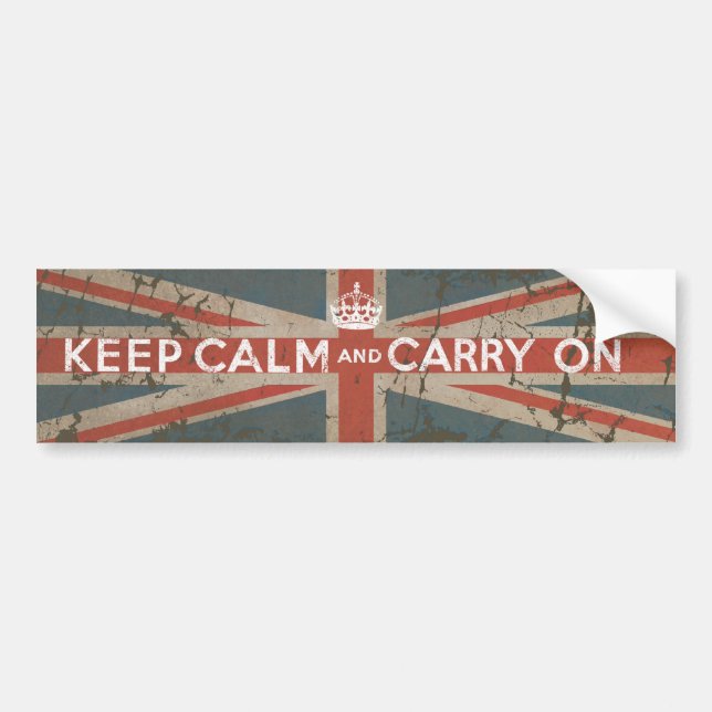 Autocollant De Voiture Gardez le calme et continuez avec le drapeau (Devant)