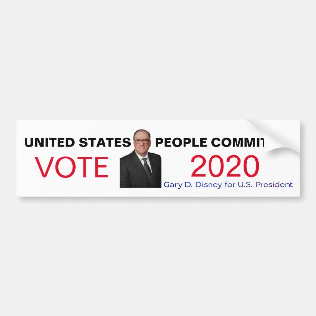 Autocollant De Voiture Gary D. Disney for President 2020 (Devant)