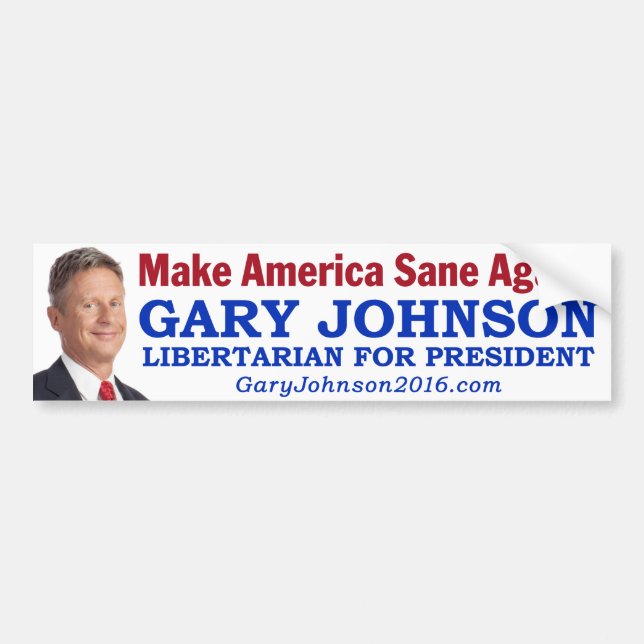 Autocollant De Voiture Gary Johnson - "rendez l'Amérique raisonnable (Devant)