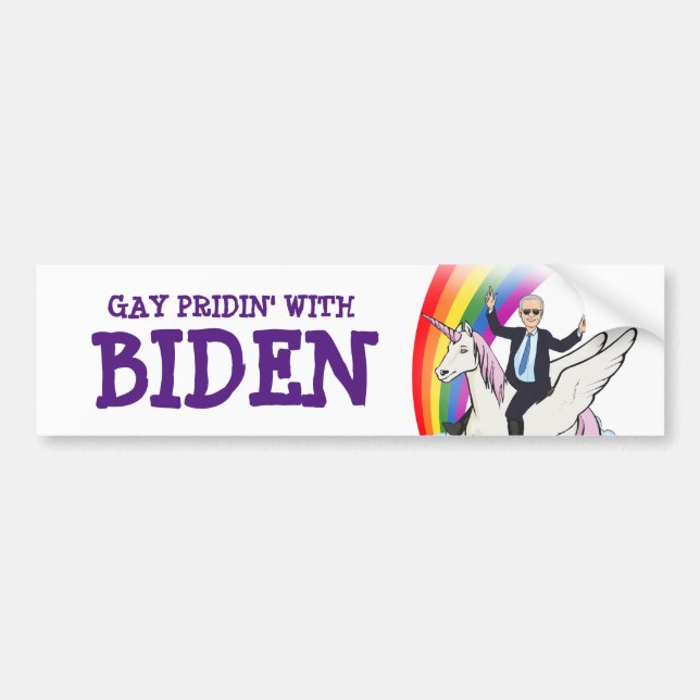 AUTOCOLLANT DE VOITURE GAY PRIDIN' AVEC BIDEN (Devant)