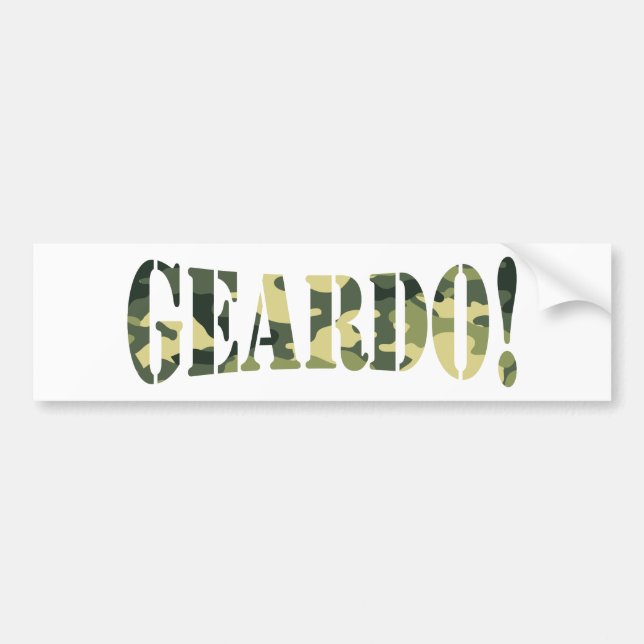 AUTOCOLLANT DE VOITURE GEARDO ! CAMO / CAMOUFLAGE (Devant)